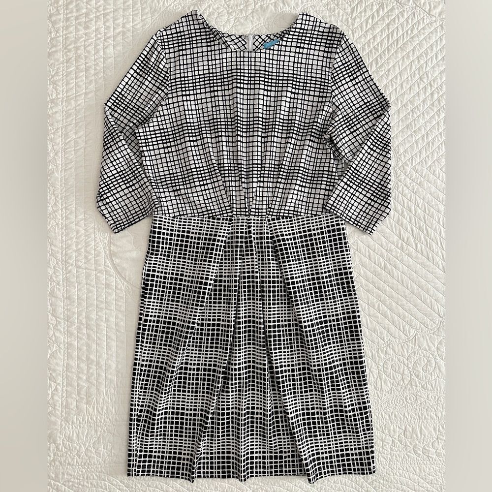 J. McLaughlin Catalina Cloth Mia Dress Black White Mod Matrix Women’s XL